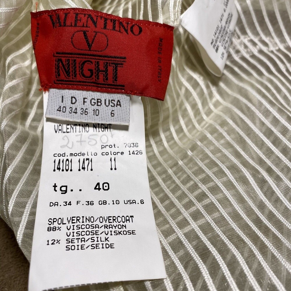 Vtg Valentino Intimo Night Gown Silk Blend Sheer Size 6 - Picture 3 of 6